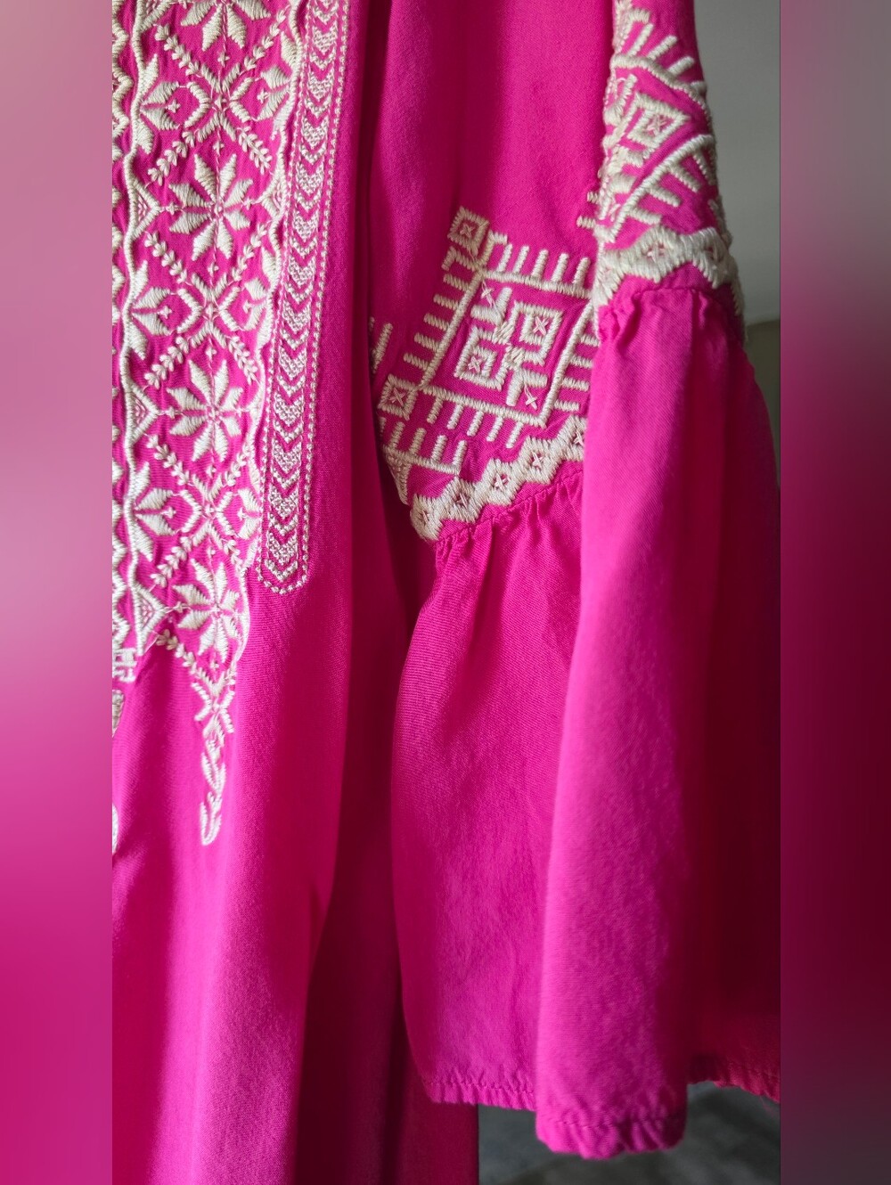 ANDREE BY UNIT Hot Pink Embroidered Boho Tunic - Picture 4 of 5